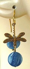 Titanium Niobium Dragonfly Charm Kyanite Earrings